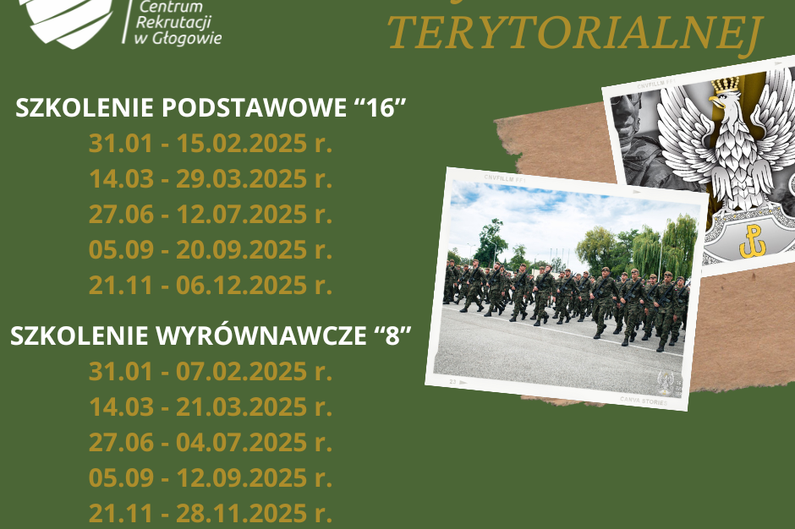 Terminy szkoleń w 2025 roku - Wojska Obrony Terytorialnej